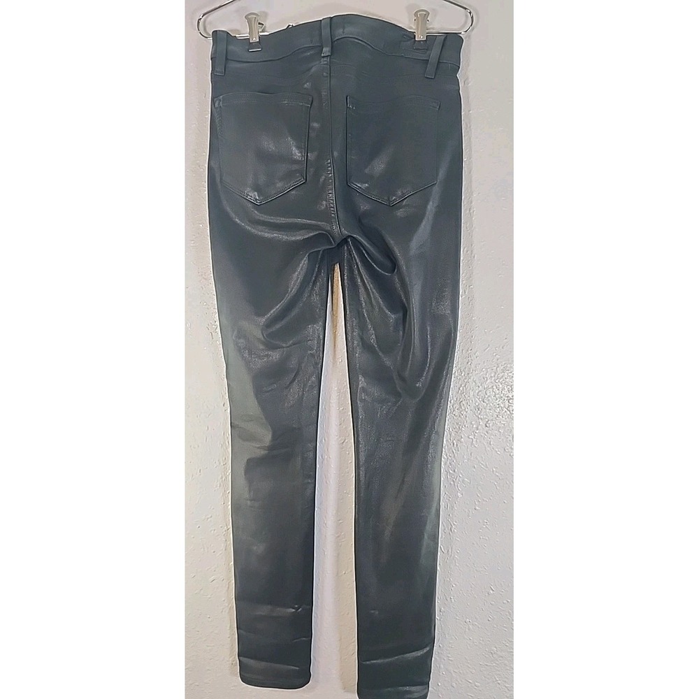 Paige Hoxton Straight Leg Ankle Moto Jeans in Black Fog Luxe Coating. 27 - Picture 2 of 10